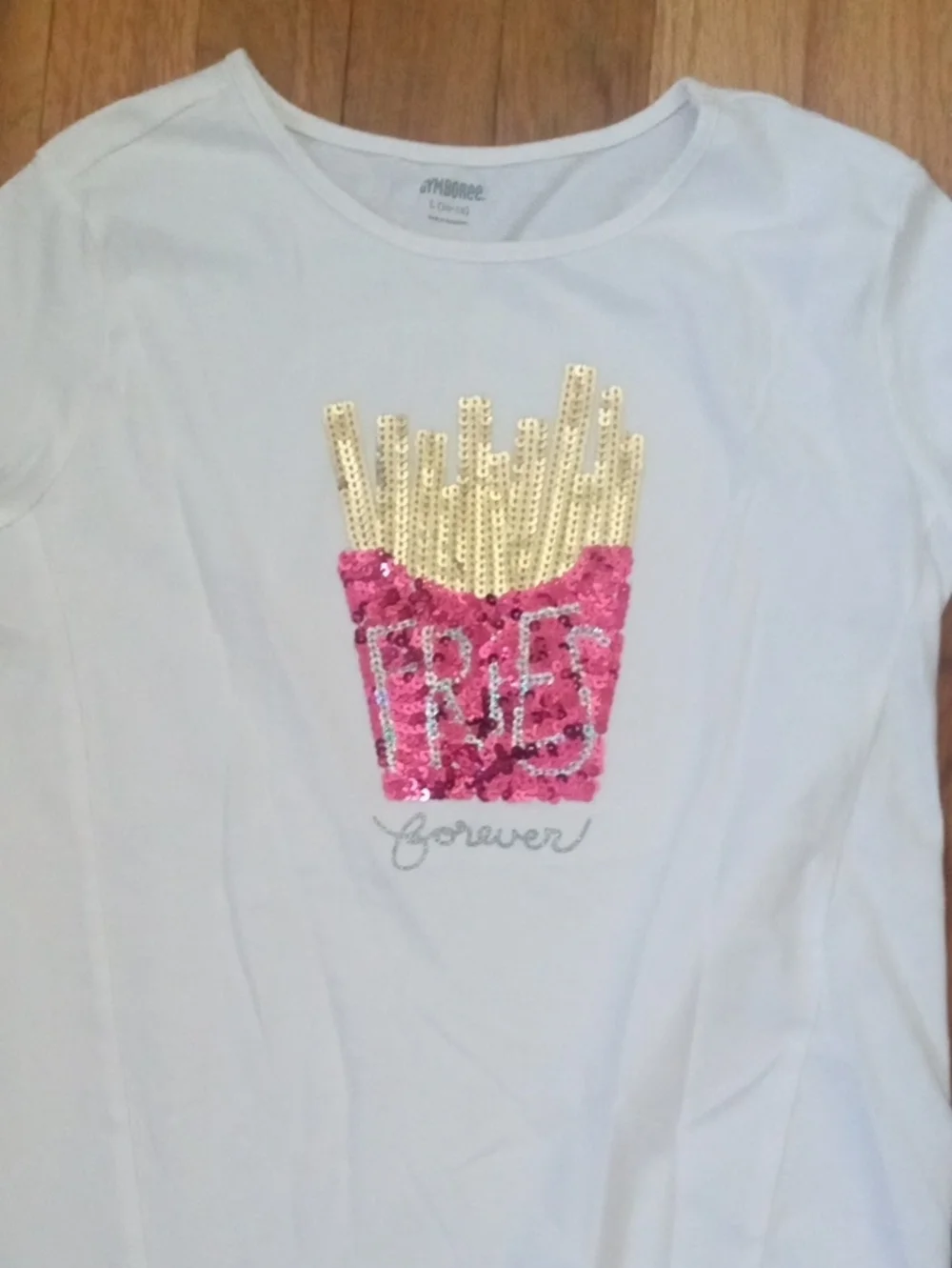girl large tee sequin design and stripe leggings